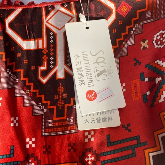 Silky Long Red Silk Cut Out Dress - Picture 6 of 6